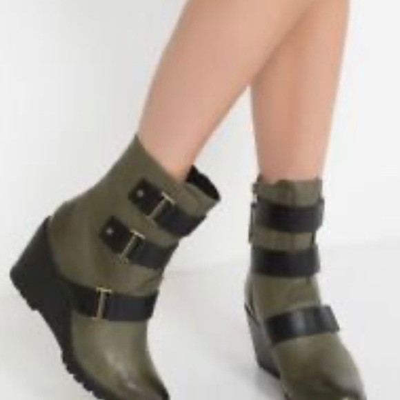 Sorel Shoes - Sorel After Hours Nori Wedge Green/Black 8